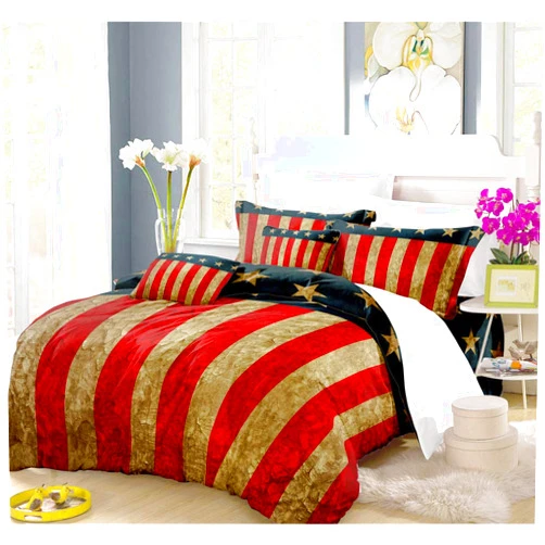 REALIN Stars and Stripes Duvet Cover Set Vintage Bedding Red White Blue Bed Sets 2/3/4PCS Quilt Covers/Sheets/Pillow Shams,Twin/Full/Queen/King (A,King-229x259cm-4PCS)