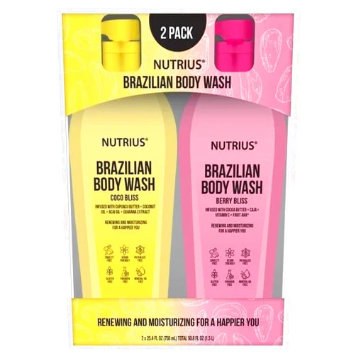 Generic Brazilian Body Wash, Renewing and Moisturizing, Coco Bliss & Berry Bliss, 2pk 25.4 Fl Oz