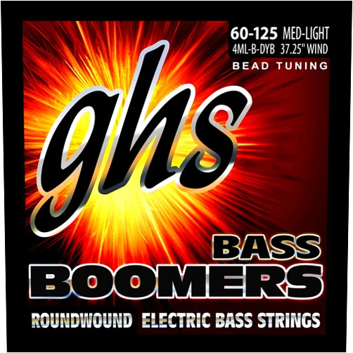 GHS Strings 4ML-B-DYB, 4-String Bass Boomer Set for Bead Tuning-Medium Light (060-125)