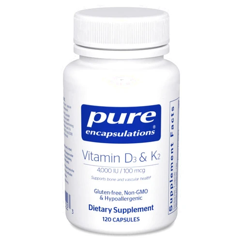 Pure Encapsulations Vitamin D3 & K2 | Bone and Vascular Health Support | 120 Capsules*