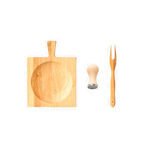 EtuHOME French Grill Set Small Square Cutting Board Bowl Bundle with Stainless Steel Meat Tenderizer and Wood 2-Prong Fork for Cooking