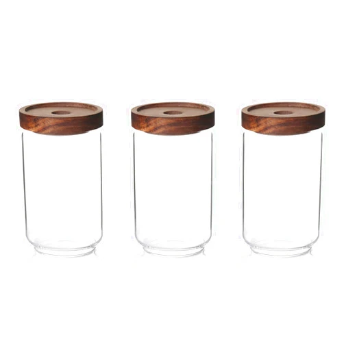 Sweejar 25 oz Glass Canisters with Airtight Bamboo Lid(3 pack), Food Storage Jar for Kitchen, Dry Food Containers for Serving Tea, Coffee, and More
