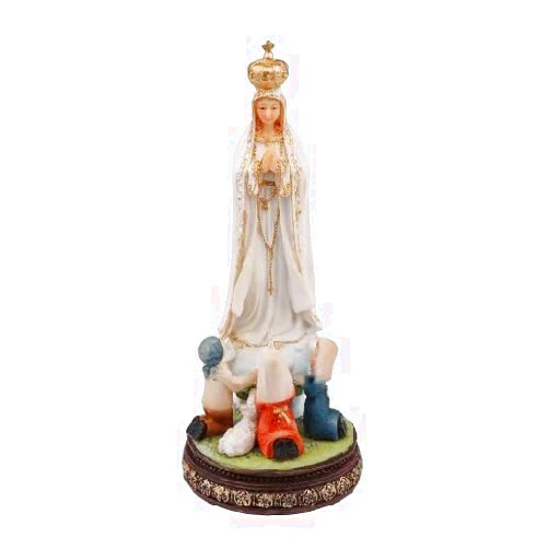 EVANEM Catholic Our Lady of Fatima Statue Virgin Mary Sculpture Figure, for Home Tabletop Catholic Decoration Ornament 25cm 9.8inch