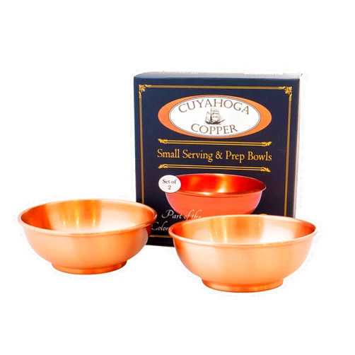 Cuyahoga Copper Set of 2 - Pure Copper - Prep, Snack and Dip Bowls! Packaged in Attractive Gift Box