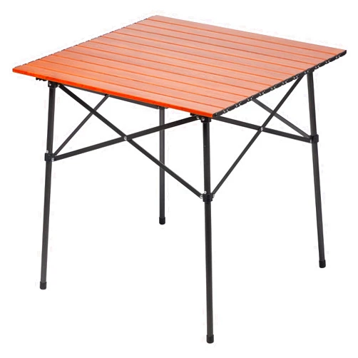 PORTAL Lightweight Aluminum Folding Square Table Roll Up Top 4 People Compact Table with Carry Bag for Camping, Picnic, Backyards, BBQ, Brown