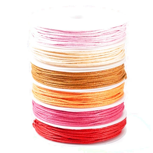 Boutigem 40.8m Waxed Cotton Cords for Jewelry Making, 6 Colors 1mm Waxed Thread Beading String, Round Jewelry Bead Crafting String, Waxed Polyester Cord for Friendship Bracelet Necklace Lanyard Making