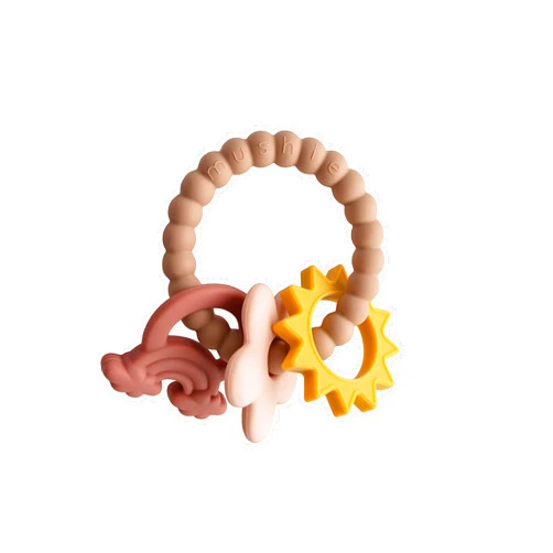 mushie Silicone Nature Teething Ring Toy