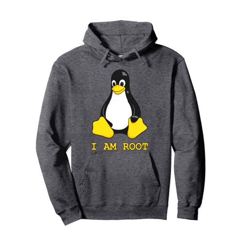Merch for Nerds by Witty Logic Linux Mascot Tux the Penguin I Am Root TShirt Men Women Kids Pullover Hoodie
