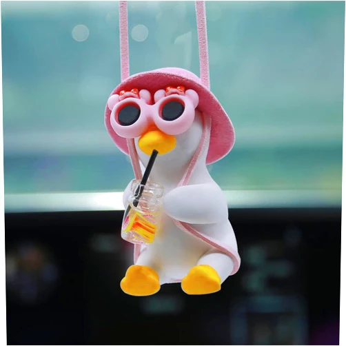 Enaiwn Rear View Mirror Accessories Car Mirror Hanging Accessories Swinging Duck Car Hanging Ornament Cute Car Accessories for Teens Women Men Car Decor Pendant Car Charm Truck Decor (Cute K)