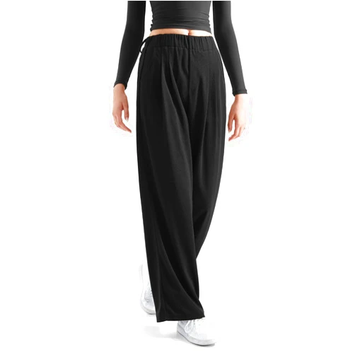 SUUKSESS Women Wide Leg Pants Elastic High Waisted Work Pants Flowy Palazzo Pants