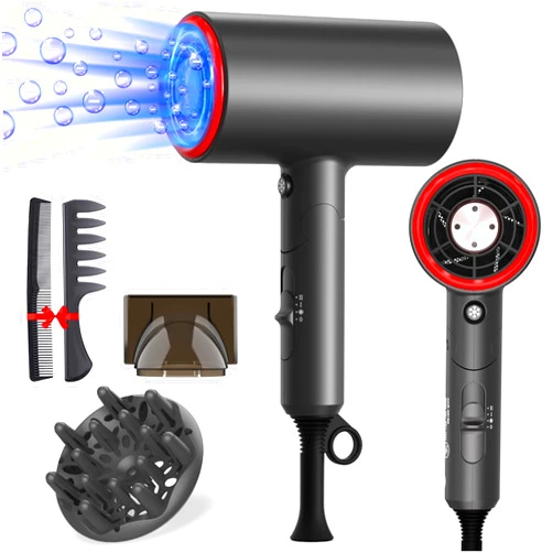 YARRMY 1800W Professional Hair Dryer, Ions Diffuser Blow Dryer, Fast Drying, Portable Hair Dryer with Diffuser and Concentrator, Low Noise Hair Care Thermostat Travel Hair Dryer for Women Men (Large)
