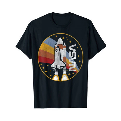 NASA Vintage Space Shuttle Launch Rainbow Logo T-Shirt