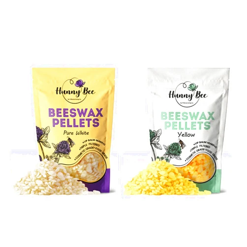 Trifecta Living Co. HUNNYBEE White and Yellow Organic Beeswax Pellets - (2lb) | 100% Pure Food Grade Beeswax pastilles | Triple Filtered Ideal for Candle Making, Organic Lip Balm, Body Lotions & Soap Making Supplies
