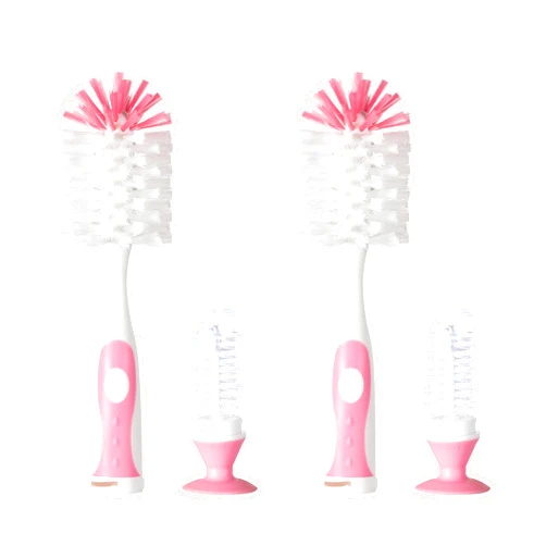 Chemimoso Multifunctional Cleaning Brush, Baby Bottle Brush, Bottle Brush Cleaner (Rotate The Suction Cup to Obtain The Small Bristle Brushes) Set Z, Pink, Nylon and Nylon Brush