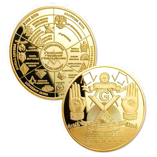 JYGCOIN Masonic Coin Master Mason Freemason Lodge Family Map Working Tools