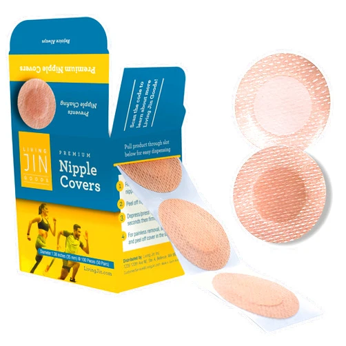 LIVING JIN Premium Nipple Covers for Men (100 Pcs. /50 pairs), Ultra-Comfort, Anti-Chafing NipGuards for Running, Disposable