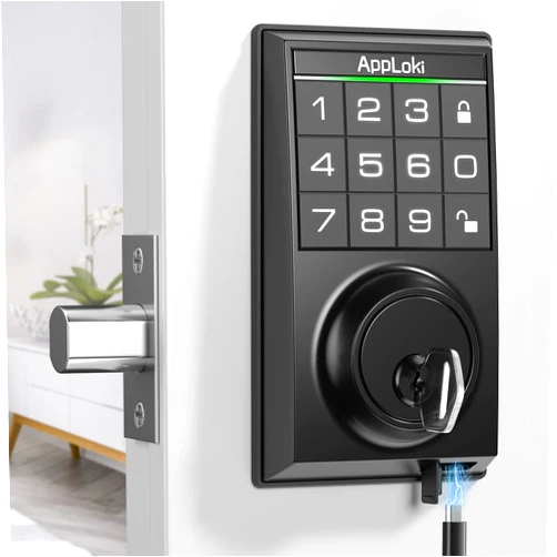 AppLoki Smart Lock, Electronic Keypad Deadbolt Keyless Entry Door Lock with Auto-Lock, 100 User Codes, Anti-Peeping Password, Easy to Install and Program, Keypad Lock for Home Bedroom