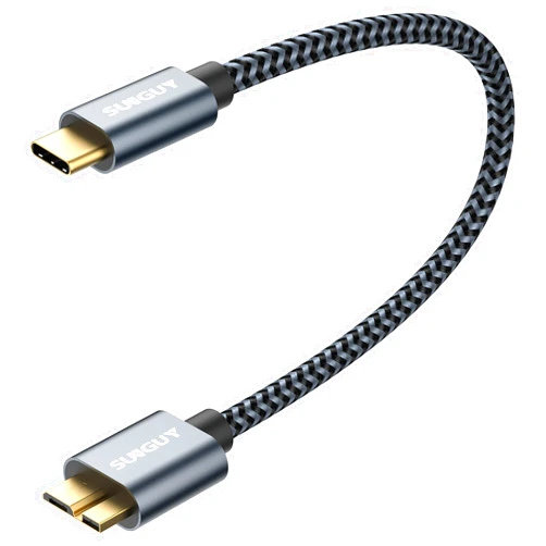 SUNGUY 10Gbps Micro B to USB C Hard Drive Cable 1FT, USB 3.1 USB C to Micro B, High-Speed External Hard Drive USB C Cable for iPhone 16 15 Pro/Pro Max, MacBook Pro/Air, WD Toshiba Westgate Seagate