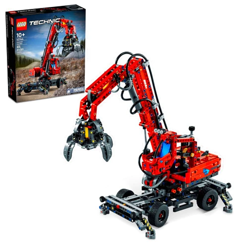 LEGO Technic Material Handler 42144, Mechanical Model Crane Toy, with Manual and Pneumatic Functions, Construction Truck Building Set, Educational Toys
