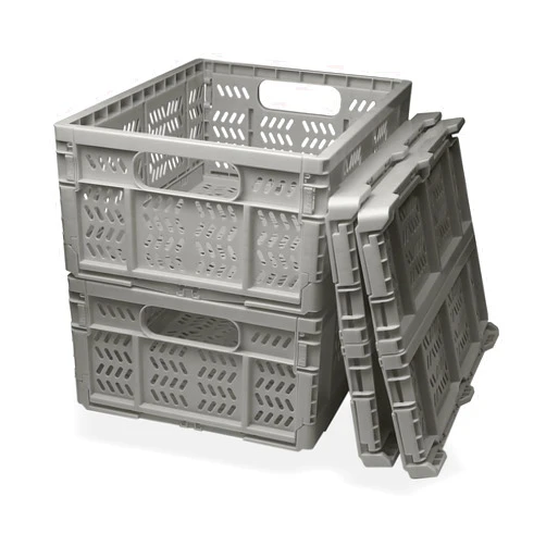 PTEREIW 20L Folding Crate, 4Pack Plastic Storage Baskets Organizer for Home and Office,Collapsible Storage Crates for Home Office and Outdoor Organizer. (Grey)