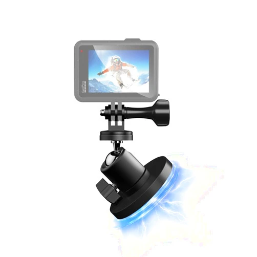 SKEZN Magnet Camera Mount Compatible with DJI Pocket 3, GoPro 13/12/11, Insta360, with Ball Head Super Strong Rubber Coating Magnet for Car, Attaches to Steel or Other Magnetic Surfaces (Black-01)