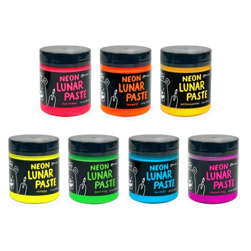 Ranger Ink Ranger Simon Hurley Neon Lunar Paste Bundle of 7 - Dart Frog, Hot Mess, Mood Ring, No Chill, Tangent, Voltage, and Yellowjacket. March 2024 Release Tim Holtz