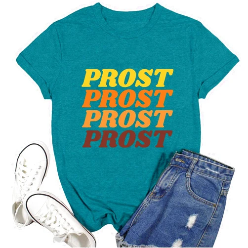 Ascrazy Women German Oktoberfest Shirts Funny Letter Print Prost T-Shirt Oktoberfest Party Tee Tops
