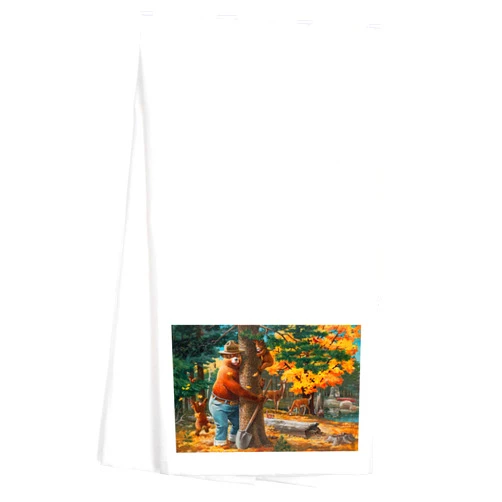 Lantern Press Smokey Bear Hugging Tree, Officially Licensed (100% Cotton Tea Towel, Decorative Hand Towel, Kitchen and Home)