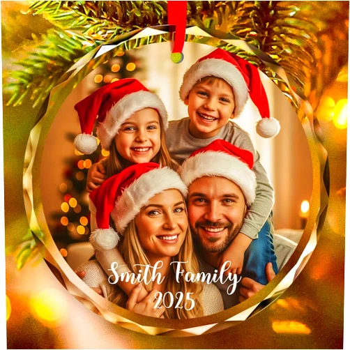 Soul Décor Custom Christmas Ornaments - Personalized Photo Crystal Glass Ornament, Made in USA, Family, Pets, Baby's First Xmas Decor by Soul Decor