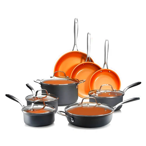 Gotham Steel Pro 13 Pc set Ceramic Pots and Pans Set Non Stick Cookware Sets Pot and Pan Set, Kitchen Cookware Sets, Ceramic Cookware Set, Hard Anodized Cookware Set, Pot Set, Dishwasher Safe, Copper