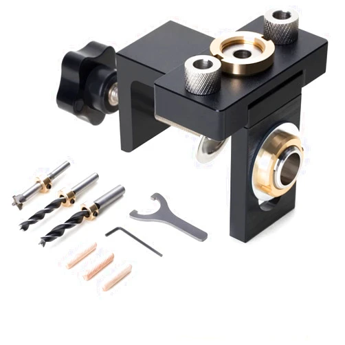 YOGEON 3 in 1Pocket Hole Jig Kit, Adjustable Portable Doweling Jig Set, Woodworking Drilling Locator Tool with Positioning Clip 8/10/15mm Drill Bit for Drilling Guide Locator Puncher