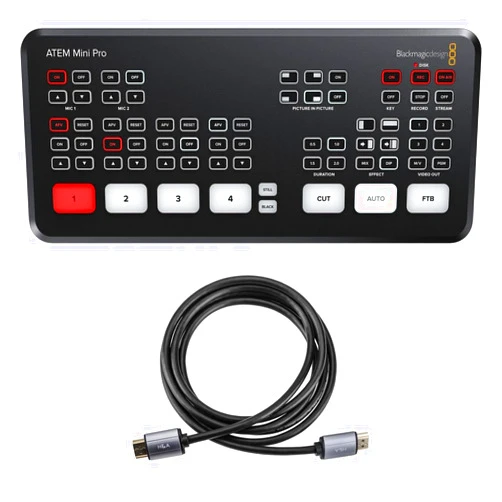 Blackmagic Design ATEM Mini Pro HDMI Live Stream Switcher, Bundle with Gold Series 6' HDMI 2.0 Cable with Ethernet