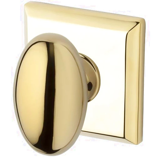 Baldwin PV.ELL.TSR Ellipse Privacy Knobset with Traditional Square Rose, Polished Brass
