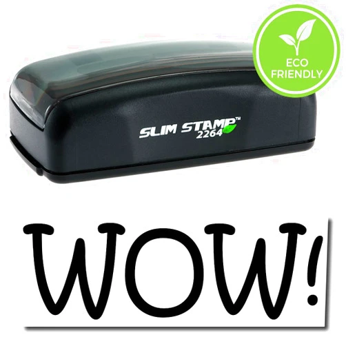Slim Style School Stamp - Pre-Inked Wow Stamp with Black Ink, Ideal for Professors - 1/2 x 1-1/2, Long-Lasting Impression, Ideal for Grading and Feedback, Black Ink Pre-Inked Wow Stamp for Educational Use