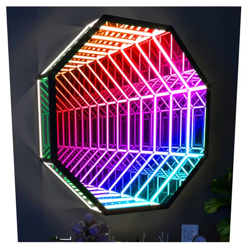 NAPQUINA Tunnel Mirror Lamp Remote Control, Infinity Mirror Art Light Night Light with Multi Color Changing Light, 3D Mirror Wall Hanging Lights, for Bedroom Children's Room Decor,30cm/12inch