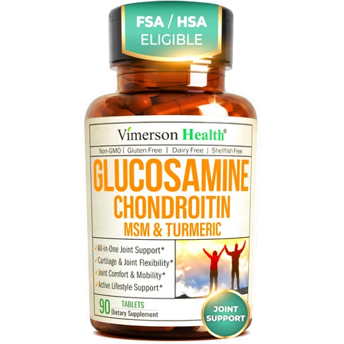 Vimerson Health Glucosamine Chondroitin MSM – Joint Support Supplement for Women and Men with Glucosamine Sulfate 1500 mg, Chondroitin and MSM – for Cartilage, Joint Health and Flexibility – 90 Tablets