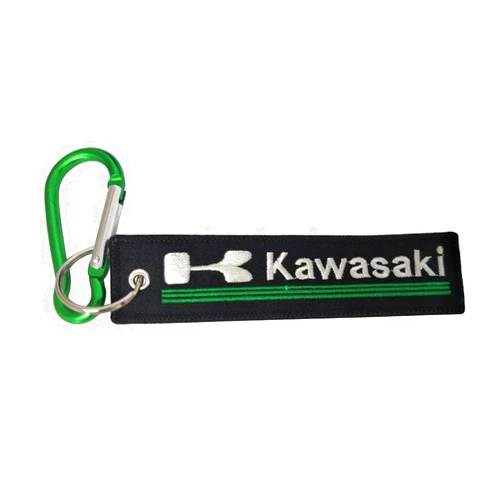 Usnyabni JUSTSWAG TANGDIAABBCC Pasdec 1x Stitching Fabric Tag Keychain with Aluminum D Shape Carabiner Green Color Clip Hook Motorcycles Bike Biker Key Chain Compatible Fit Use for Kawasaki