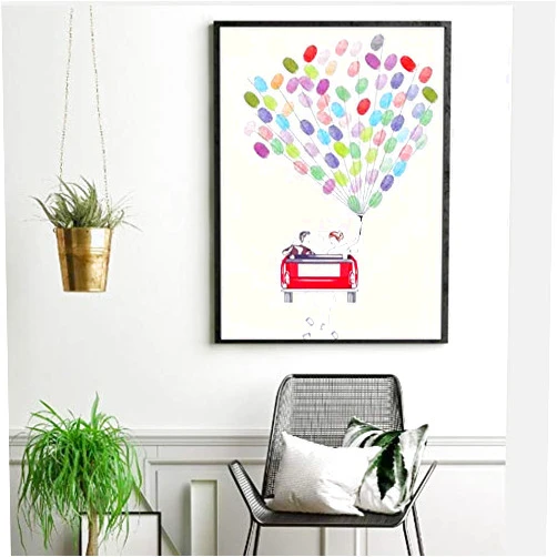 Yosooo Fingerprint Tree,Wedding Guestbook Poster DIY Guest Signature Sign-in Book Thumbprint Tree Painting for Wedding Birthday Party(A)