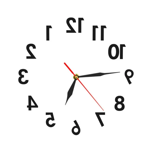 The Geeky Days Backwards Wall Clock Non Ticking Reverse 12inch Wall Clock Battery Operated Creative Art Wall Decor Digital Time Watch Home Decor Art Round Shape Hanging Watch
