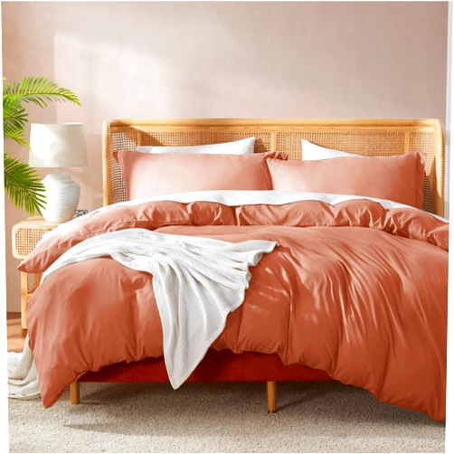 Nestl Twin Duvet Cover Set - Soft Double Brushed Rust Duvet Cover Twin/Twin XL, 2 Piece, with Button Closure, 1 Duvet Cover 68x90 inches and 1 Pillow Sham