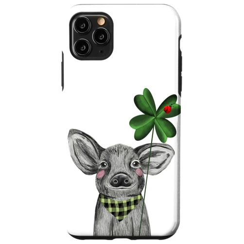 Glücksschwein Kleeblatt Glücksbringer iPhone 11 Pro Max Cute lucky pig clover leaf charm Case