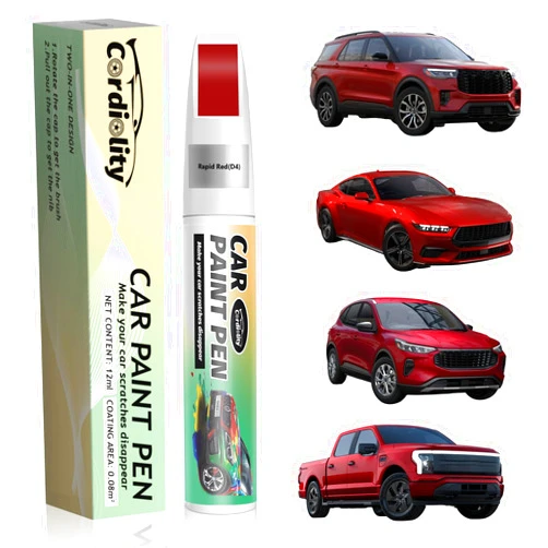 Cardiality Car Touch Up Paint Rapid Red(D4) for Ford, Color Accurate Car Scratch Repair Remover Pen Fix Auto Paint Chips and Nicks