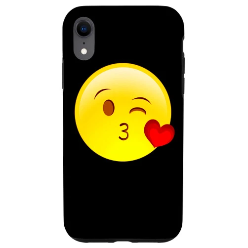 Happy Smooch Apparel iPhone XR Happy Kiss Face Cute Winking Lips with Blowing Kiss Case