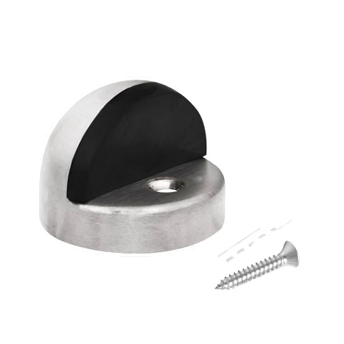 NYCO Architectural Hardware Premium Silicone Floor Mounted Door Stopper by NYCO Architectural Hardware- Heavy Duty Hemisphere Door Bumper for Wall Protection- Modern Universal Door Slam Stopper- 1.7”x1.3” (Satin Chrome US26D)