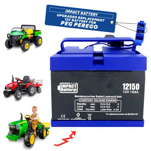 Impact Battery-Upgraded Replacement 12V Battery for Peg Perego John Deere Tractor Ride-on Toy | Gator 12V Battery for Ride On Toys | Kids Tractor Battery | Ride On Car Battery Upgrade (12V 15 Amp Kit)
