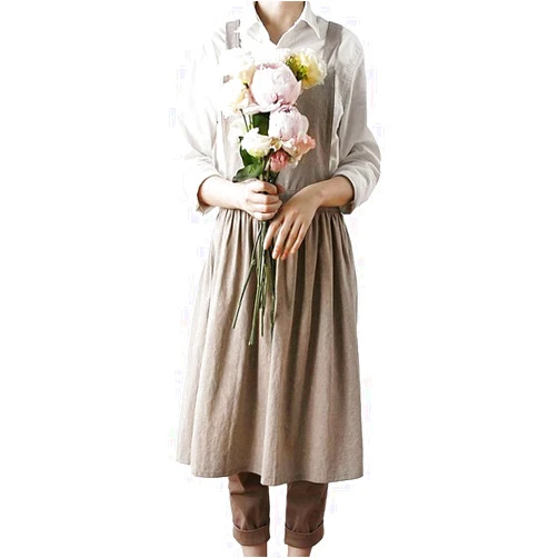 SF-ZXTINP Cotton and linen Kitchen Cooking Aprons Dress for Women with Pockets Cute for Baking Painting Gardening Cleaning