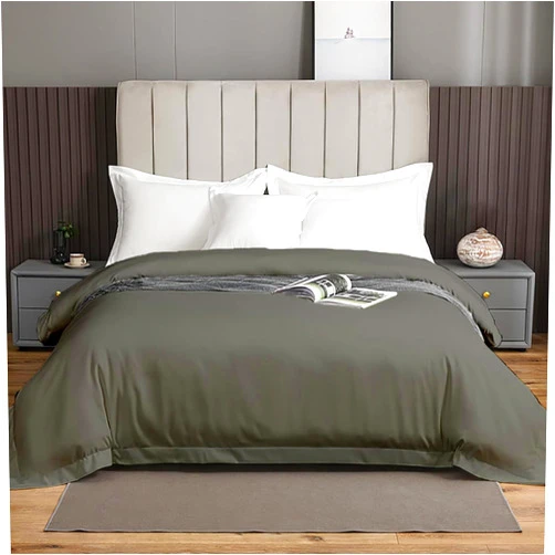 eBeddy Linens Luxury Duvet Cover Oversized King Size 120x98 Inch 100% Long-Staple Egyptian Cotton Soft and Breathable 1 Pieces Comforter Cover with Zipper Closure & Corner Ties, Dark Grey Solid