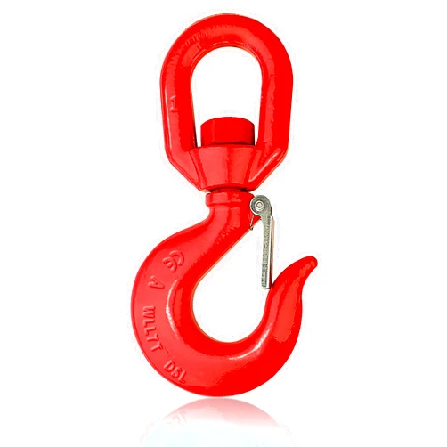 SCIEO 7 Ton Swivel Hook Heavy Duty Swivel Lifting Hook with Safety Latch, Rigging Hook Self Locking Crane Swivel Hook, G80 Grade Rotating Swivel Eye Sling Hook for Lifting with 15432 lbs Load Limit