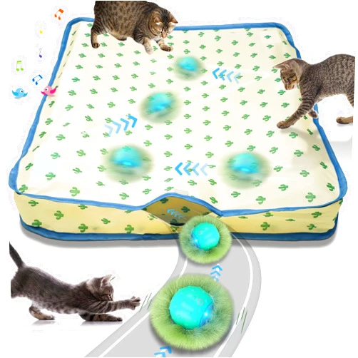 Waaiio Automatic Moving Cat Ball Toy in Pouch,Chirping & Motion Activated Rechargeable Cat Toy,Hide and Seek Chase Rolling Ball Exercise Game