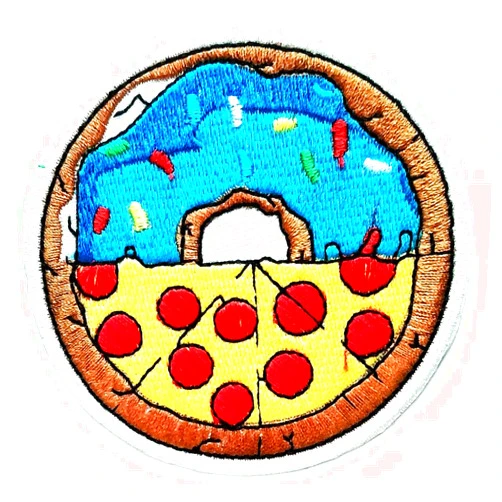 NiPitShop Doughnut Donut Patch Nipitshop Patches Mix & Match Pizza Donut Breakfast Cartoon Kid Patch Embroidered DIY Patches Cute Applique Sew Iron on Kids Craft Patch for Bags Jackets Jeans Clothes